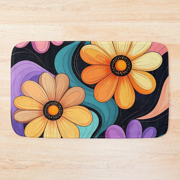 Item preview, Retro Floral Waves – 70s Daisy Art designed and sold by Sasas Design.