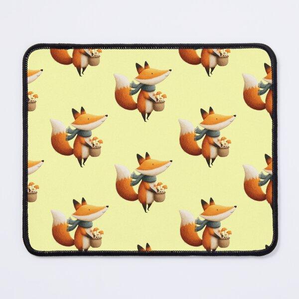 Item preview, Cute autumn fox with scarf and mushroom basket designed and sold by Mauswohn.