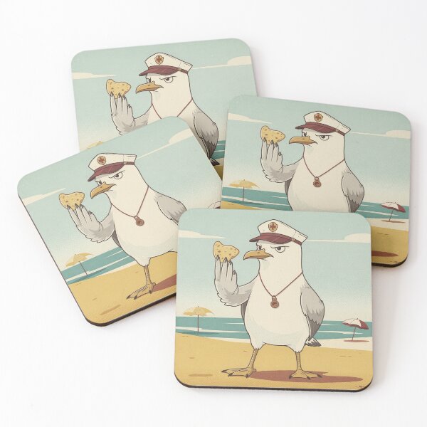 Item preview, Seagull Beach Patrol Confiscating Chips Funny Art designed and sold by PictorialWhimsy.