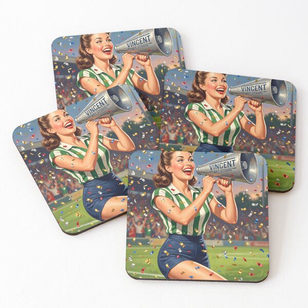 Item preview, Vintage Cheerleader Stadium Celebration Art Print designed and sold by Vincent-68.