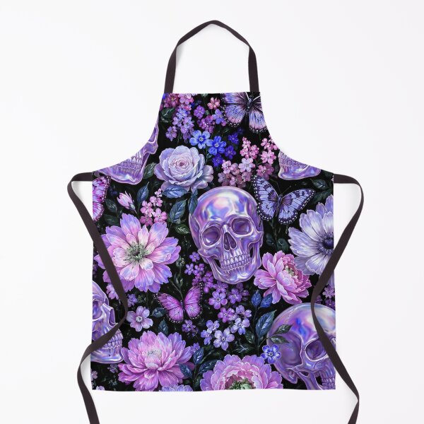 Item preview, Purple Holographic Goth Skulls and Flowers Pattern designed and sold by BeJolley.