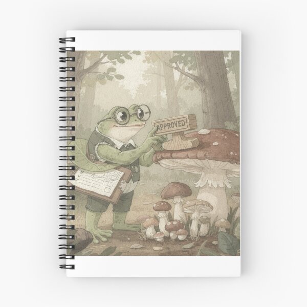 Item preview, Frog Mushroom Inspector Stamping Approved Cottagecore Art designed and sold by PictorialWhimsy.