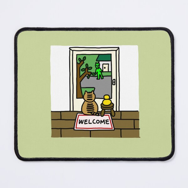 Item preview, a Cat and a Duck in front of the door designed and sold by superbaechoo.
