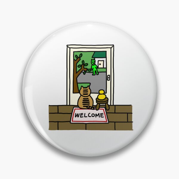 Item preview, a Cat and a Duck in front of the door designed and sold by superbaechoo.