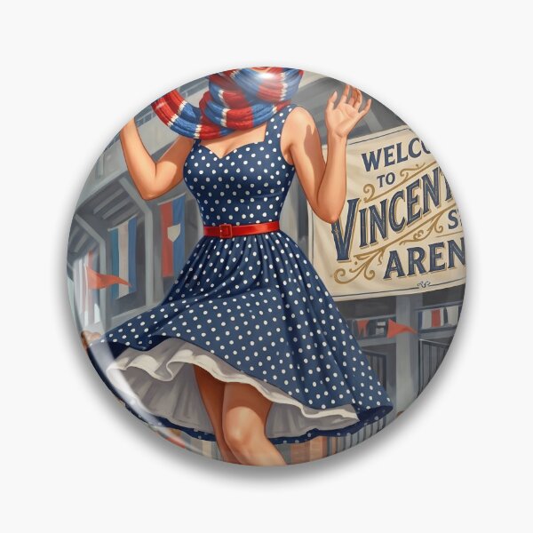 Item preview, Vintage Stadium Pin-Up Girl Polka Dot Dress Sports Art designed and sold by Vincent-68.
