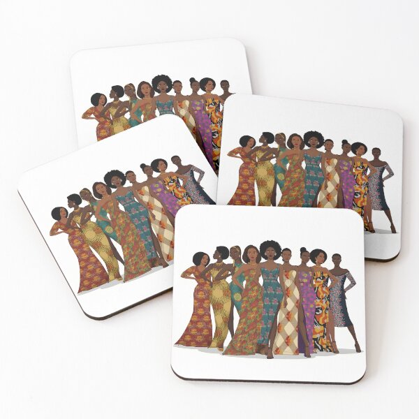 Item preview, Vibrant African Women in Ankara Dresses designed and sold by SavannaCanvas.