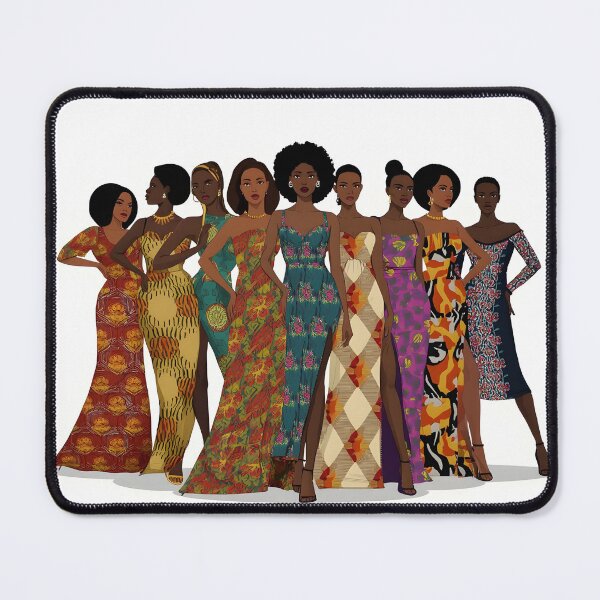 Item preview, Vibrant African Women in Ankara Dresses designed and sold by SavannaCanvas.