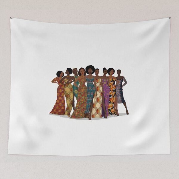 Item preview, Vibrant African Women in Ankara Dresses designed and sold by SavannaCanvas.