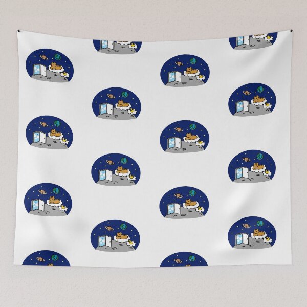 Item preview, a Cat and a Duck on the cloud in space designed and sold by superbaechoo.