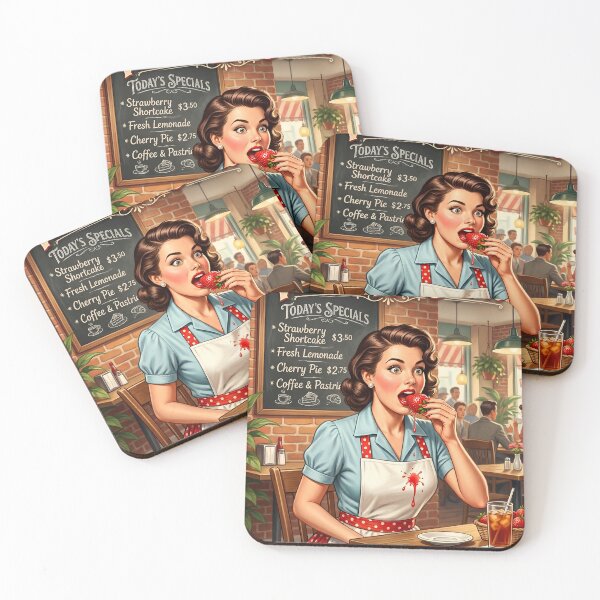 Item preview, Retro Pinup Diner Strawberry Treat Vintage Style Poster designed and sold by Vincent-68.