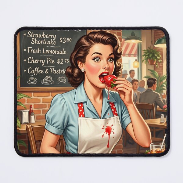 Item preview, Retro Pinup Diner Strawberry Treat Vintage Style Poster designed and sold by Vincent-68.