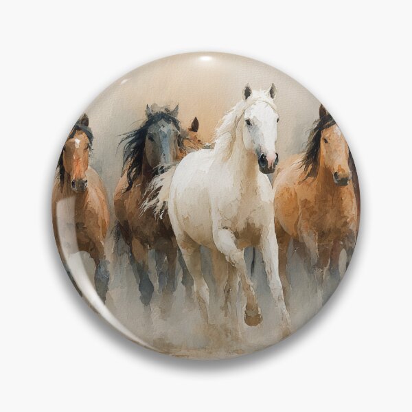 Item preview, Herd of horses running wild across a dusty plain in watercolor style designed and sold by Sasas Design.