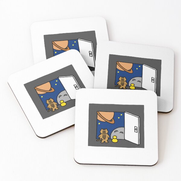 Item preview, a Cat and a Duck looking at the universe through the door designed and sold by superbaechoo.