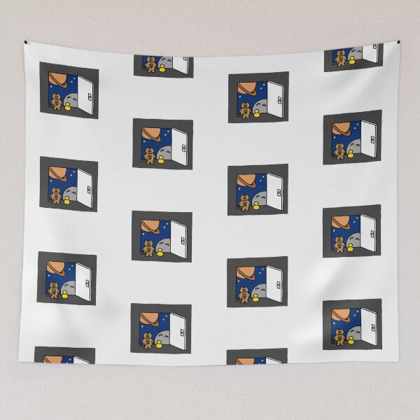 Item preview, a Cat and a Duck looking at the universe through the door designed and sold by superbaechoo.