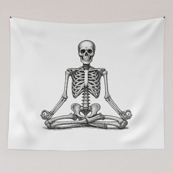 Item preview, Meditating Skeleton Yoga Pose Vintage Gothic Meditation designed and sold by Kavya Art.