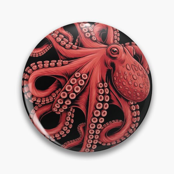 Item preview,  Red Octopus T-Shirt & Sticker – Vintage Kraken Sea Creature Illustration, Nautical Marine Life Art Gift for Ocean Lovers designed and sold by ZyxDes.