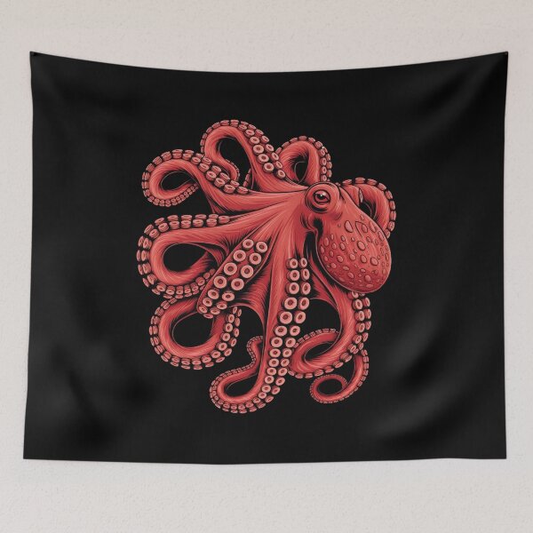 Item preview,  Red Octopus T-Shirt & Sticker – Vintage Kraken Sea Creature Illustration, Nautical Marine Life Art Gift for Ocean Lovers designed and sold by ZyxDes.