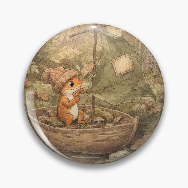 Item preview, Newt Folk Patching a Leaf-Boat Sail Storybook Art designed and sold by PictorialWhimsy.