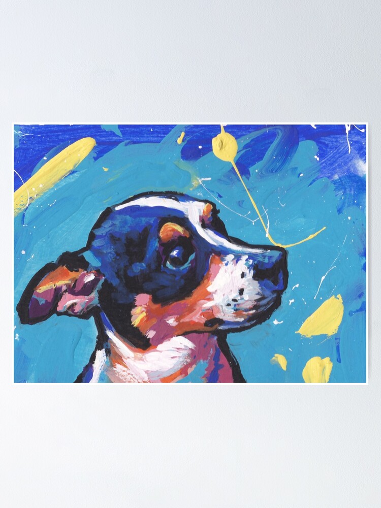 "Rat Terrier Dog Bright colorful pop dog art" Poster for Sale by