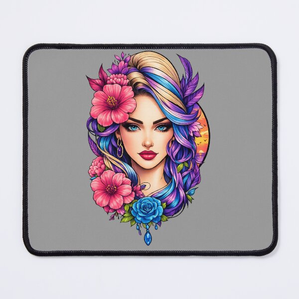 Item preview, Mystical Floral Woman Portrait | Blue Rose Fantasy Art | Colorful Boho Beauty Illustration | Aesthetic Digital Art Sticker designed and sold by Akseries.