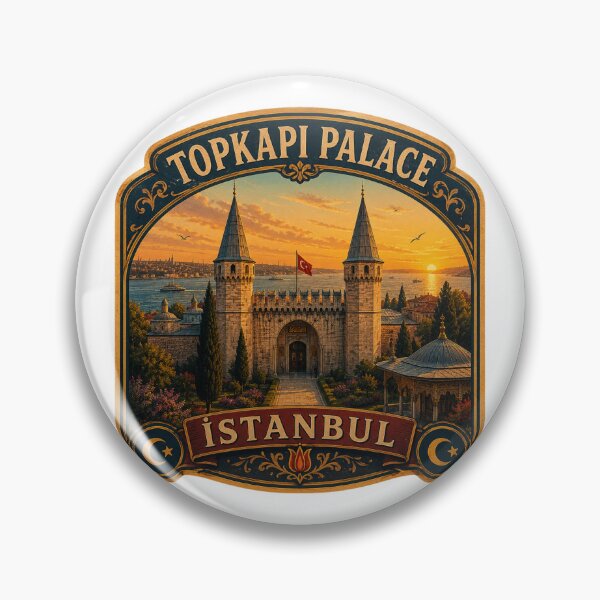 Item preview, Topkapi Palace Vintage Travel Badge | Istanbul Turkey Souvenir Sticker designed and sold by DreamPaw Studio.