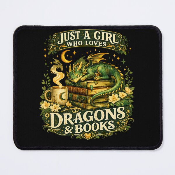 Item preview, Just a Girl Who Loves Dragons & Books – Fantasy Cottagecore Design designed and sold by Bismillah-Najah.