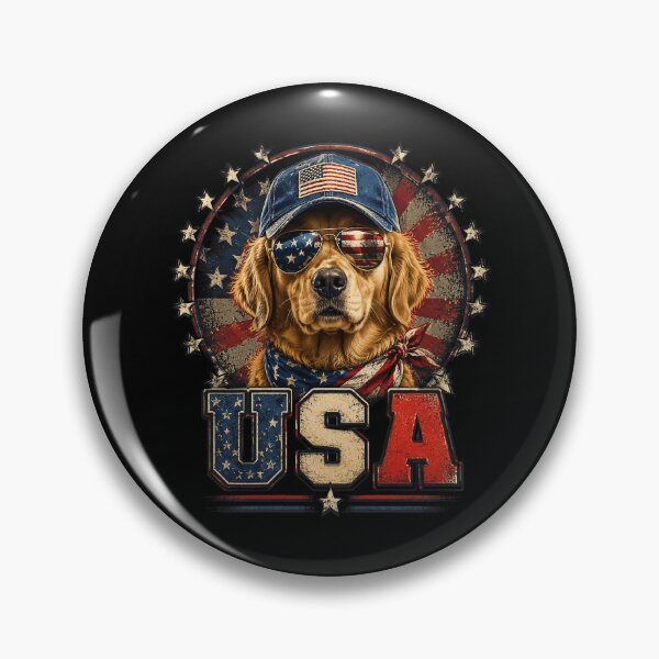 Item preview, American Flag Golden Retriever USA Retro 4th of July designed and sold by OlakunleOloroz.