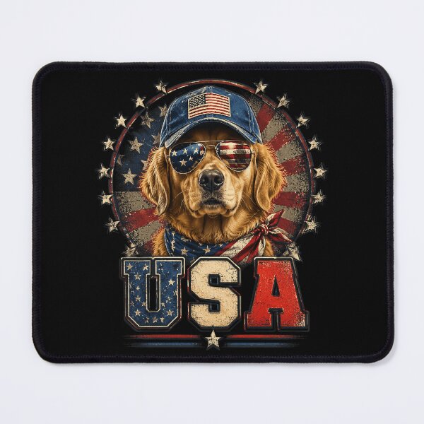 Item preview, American Flag Golden Retriever USA Retro 4th of July designed and sold by OlakunleOloroz.