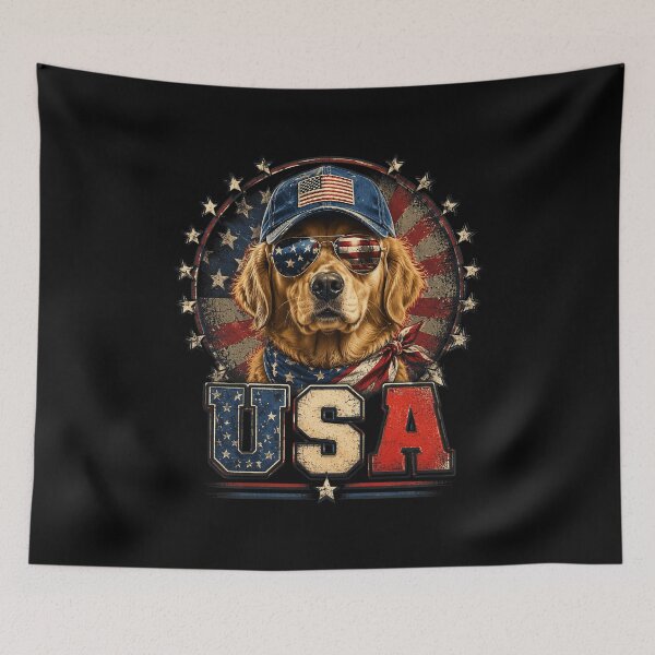 Item preview, American Flag Golden Retriever USA Retro 4th of July designed and sold by OlakunleOloroz.