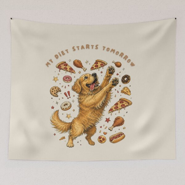 Item preview, My Diet Starts Tomorrow Golden Retriever Funny T-Shirt | Food Lover Dog Retro Cartoon | Funny Dog Gift designed and sold by Panom Suavichien.