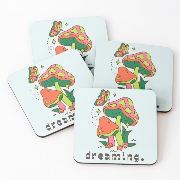 Item preview, Dreaming Mushrooms - Psychedelic Retro Art designed and sold by GoGreenlove.