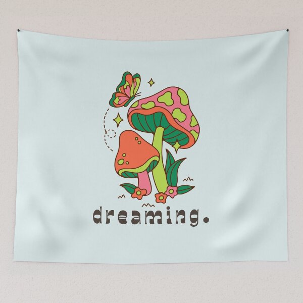 Item preview, Dreaming Mushrooms - Psychedelic Retro Art designed and sold by GoGreenlove.