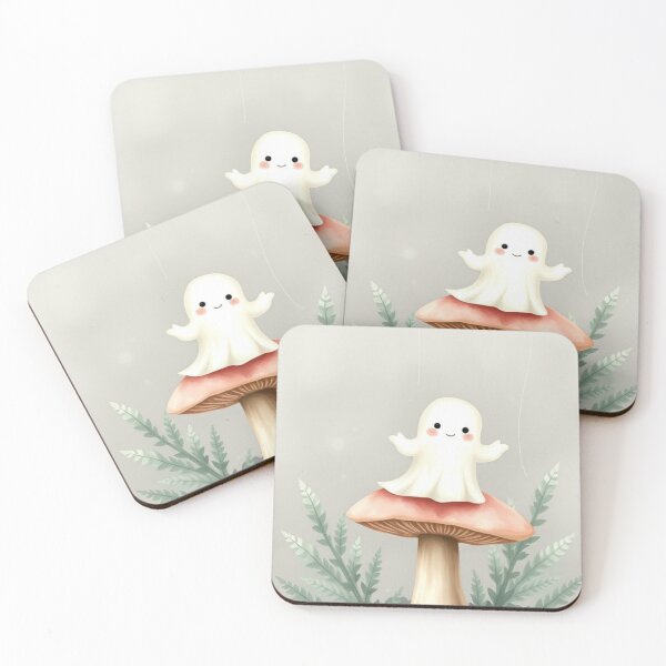 Item preview, Cute Whimsical Ghost on a Mushroom designed and sold by Vida e Arte.