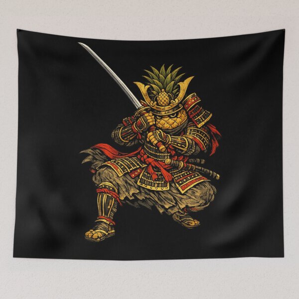 Item preview, Samurai Pineapple Warrior Funny Japanese Armor Fruit Character designed and sold by irfanshikh.