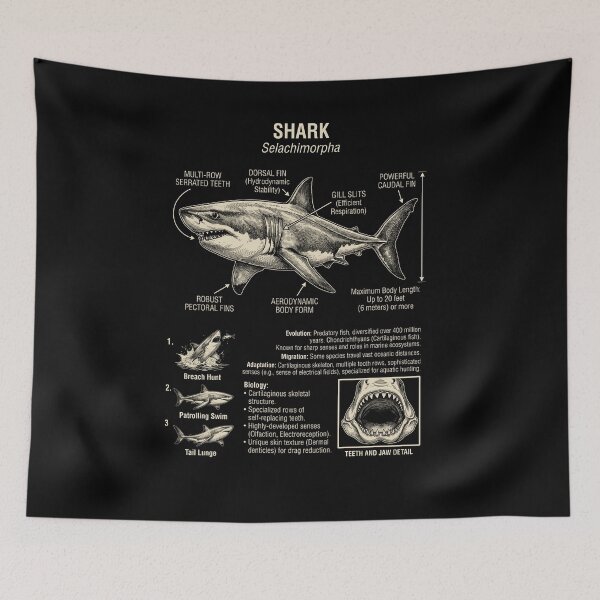 Item preview, Shark Scientific Anatomy Biology Animal Lover designed and sold by Kimberley King Art  King Art.