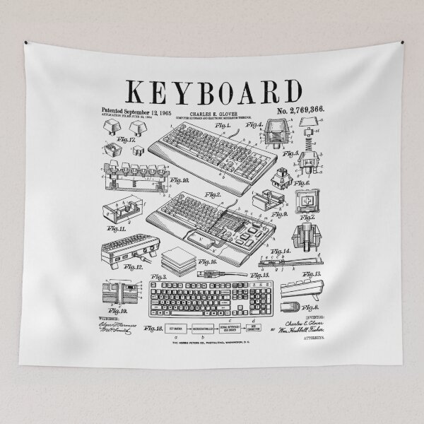 Item preview, Computer Keyboard Gamer Geek Vintage IT PC Patent Print designed and sold by GrandeDuc.