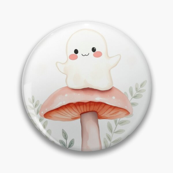 Item preview, Adorable Ghost Sitting on a Pink Mushroom designed and sold by Vida e Arte.