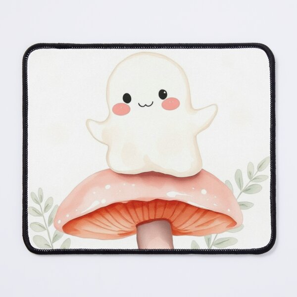 Item preview, Adorable Ghost Sitting on a Pink Mushroom designed and sold by Vida e Arte.