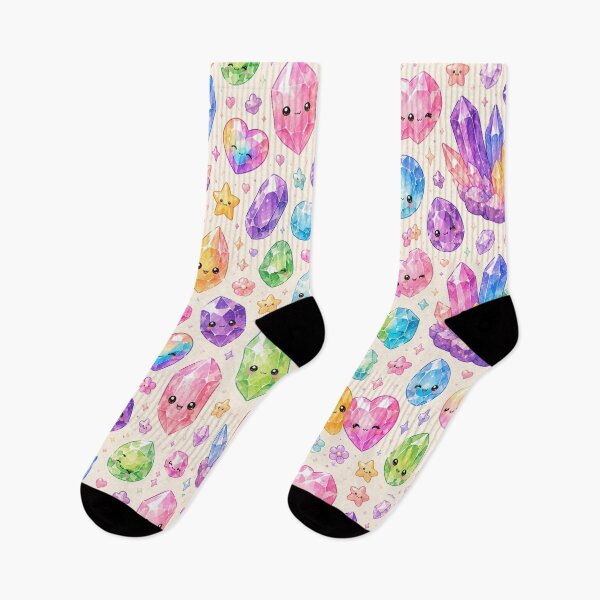 Item preview, Rainbow Gemstone Kawaii Pattern designed and sold by Aramdesing.