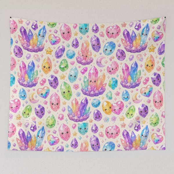 Item preview, Rainbow Gemstone Kawaii Pattern designed and sold by Aramdesing.