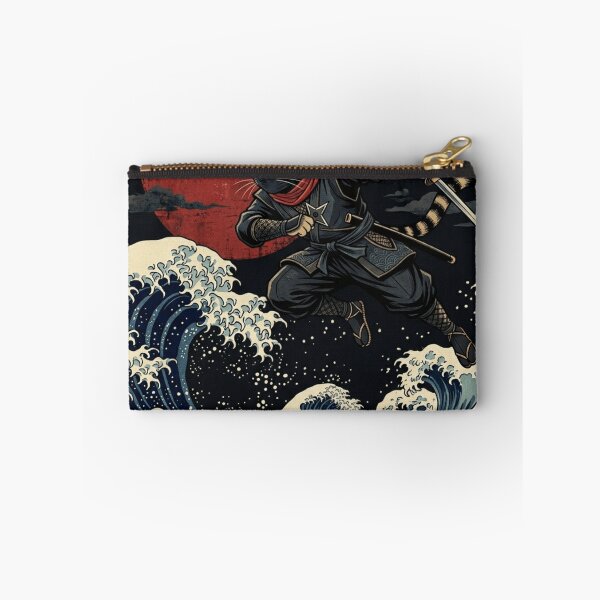 Item preview, Ninja Cat Leaping Through The Great Wave - Japanese Ukiyo-e Warrior Art designed and sold by vekotpu.