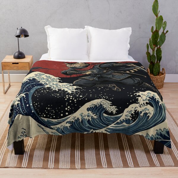 Item preview, Ninja Cat Leaping Through The Great Wave - Japanese Ukiyo-e Warrior Art designed and sold by vekotpu.
