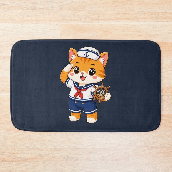 Item preview, Cute Sailor Cat Marine Captain Kawaii Cartoon designed and sold by Seculinator.