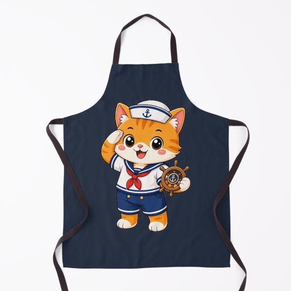 Item preview, Cute Sailor Cat Marine Captain Kawaii Cartoon designed and sold by Seculinator.