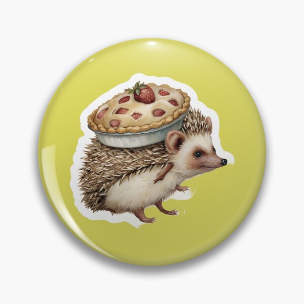 Item preview, Adorable Hedgehog in Straw Hat Carrying Pie designed and sold by 77Clover.