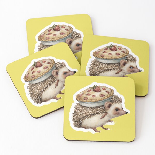 Item preview, Adorable Hedgehog in Straw Hat Carrying Pie designed and sold by 77Clover.