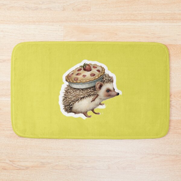 Item preview, Adorable Hedgehog in Straw Hat Carrying Pie designed and sold by 77Clover.