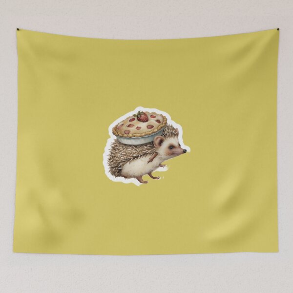 Item preview, Adorable Hedgehog in Straw Hat Carrying Pie designed and sold by 77Clover.