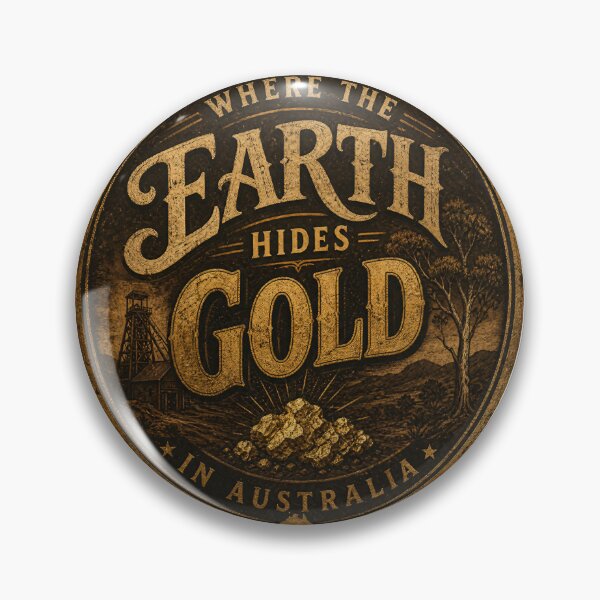 Item preview, Where the Earth Hides Gold – Australia Vintage Badge Logo designed and sold by Jandedan.