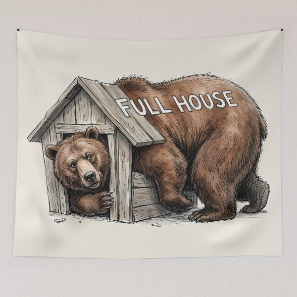 Item preview, Full House: Funny Big Bear in a Small Doghouse Art designed and sold by SoulPT.